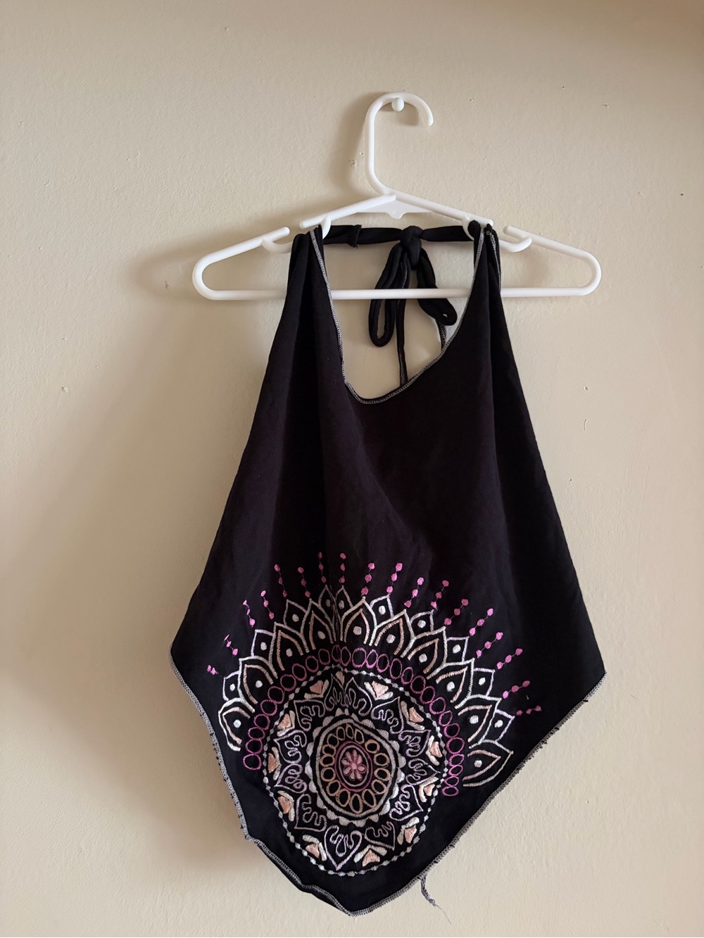 EARTHBOUND Black Halter Camisole with Pink & White Mandala